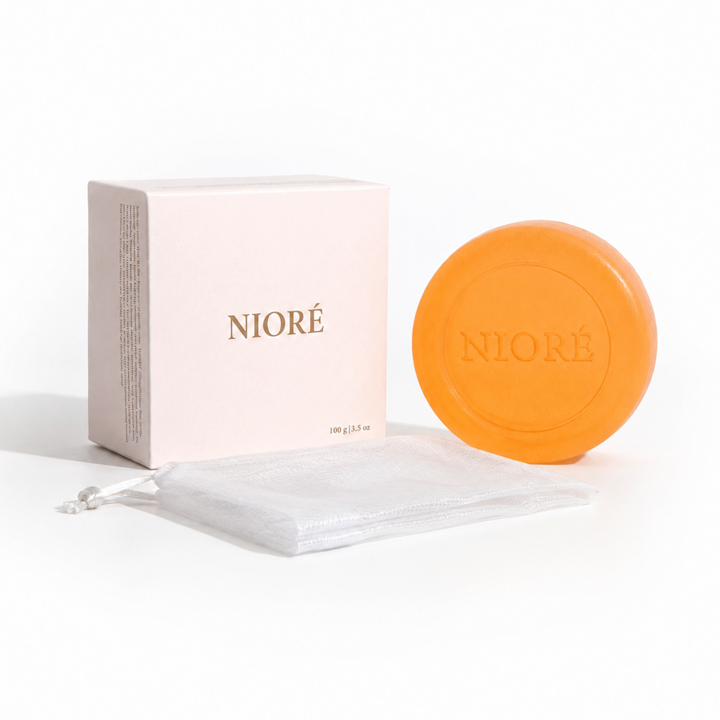 NIORÉ Ultra-Brightening Kojic Face Soap with Foaming Net – 100g